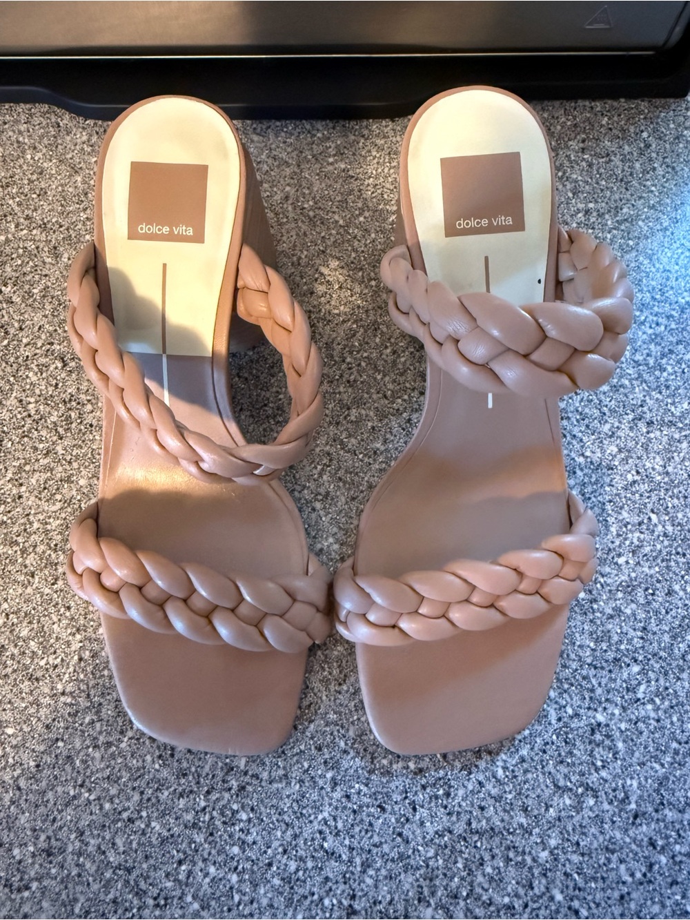 Dolce Vita Blush Braided Block Heel Slide Sandals